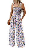 Floral Square Neck Stretch High-Waist Jumpsuit- 3 Colors