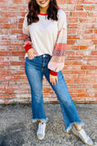 Mulitcolored Leopard Color Block Loose Fit Thermal Long Sleeve Shirt