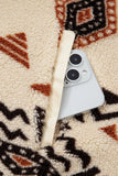 Beige Vintage Geometric Half Zip Plush Sweatshirt