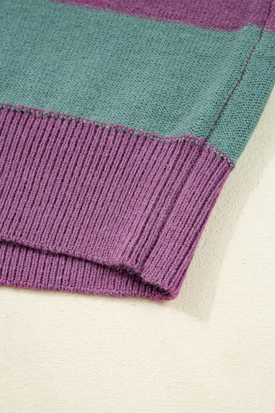 Striped Color Block Drop Shoulder Front Seam Sweater