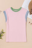 Color Block Corded Crew Neck T-Shirt- 2 Colors