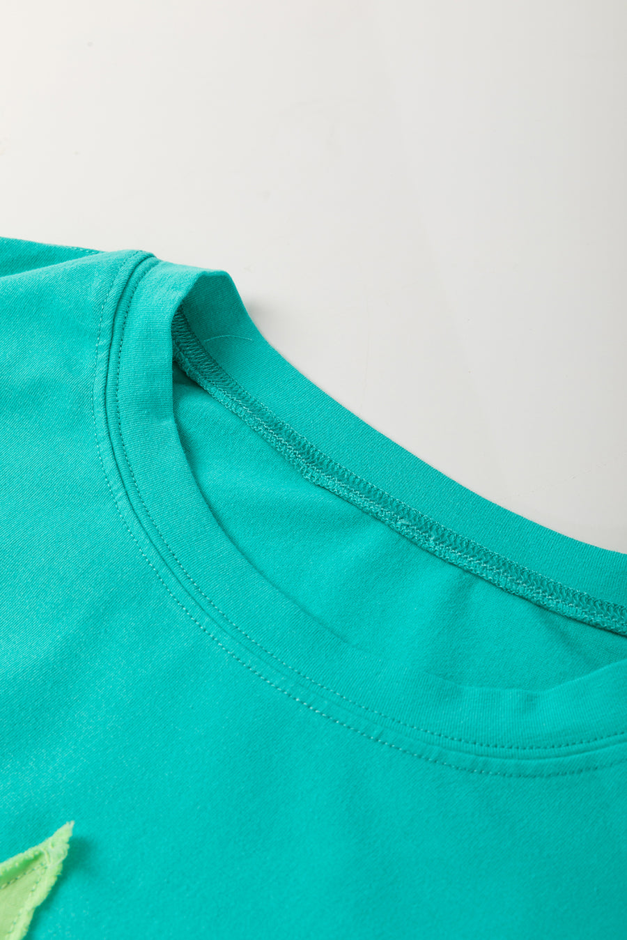 Aruba Blue & Lime Green Frayed Star Patch Oversized T-Shirt