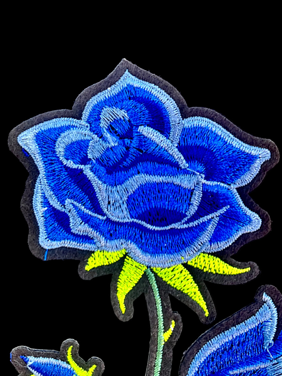 Blue Rose Patch-Multi Blue & Green