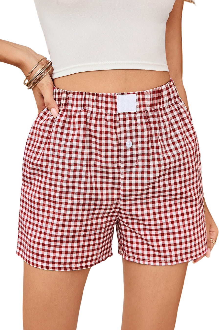 Gingham High-Waisted Loose Wide Leg Shorts- 2 Colors