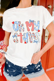 White Oh My Stars Patchwork Print Graphic T-Shirt