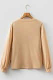 Button-Up V-Neck Long Sleeve Top- 3 Colors