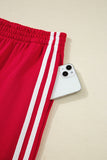 Varsity Striped Cropped Sweatshirt and Wide Leg Pants Matching Set- 5 Colors