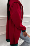 Contrast Cuff Drop Shoulder Zip-Up Tunic Hoodie- 3 Colors