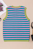 Striped Contrast Trim Sleeveless Sweater Vest- 3 Colors