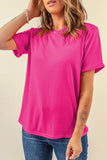 Basic Crew Neck Rolled Sleeve T-Shirt- 12 Colors