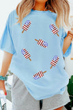 Light Blue American Flag Sequin Popsicle T-Shirt