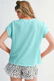 Twist Ribbed Color Block Pocket Crew Neck T-Shirt- 4 Colors