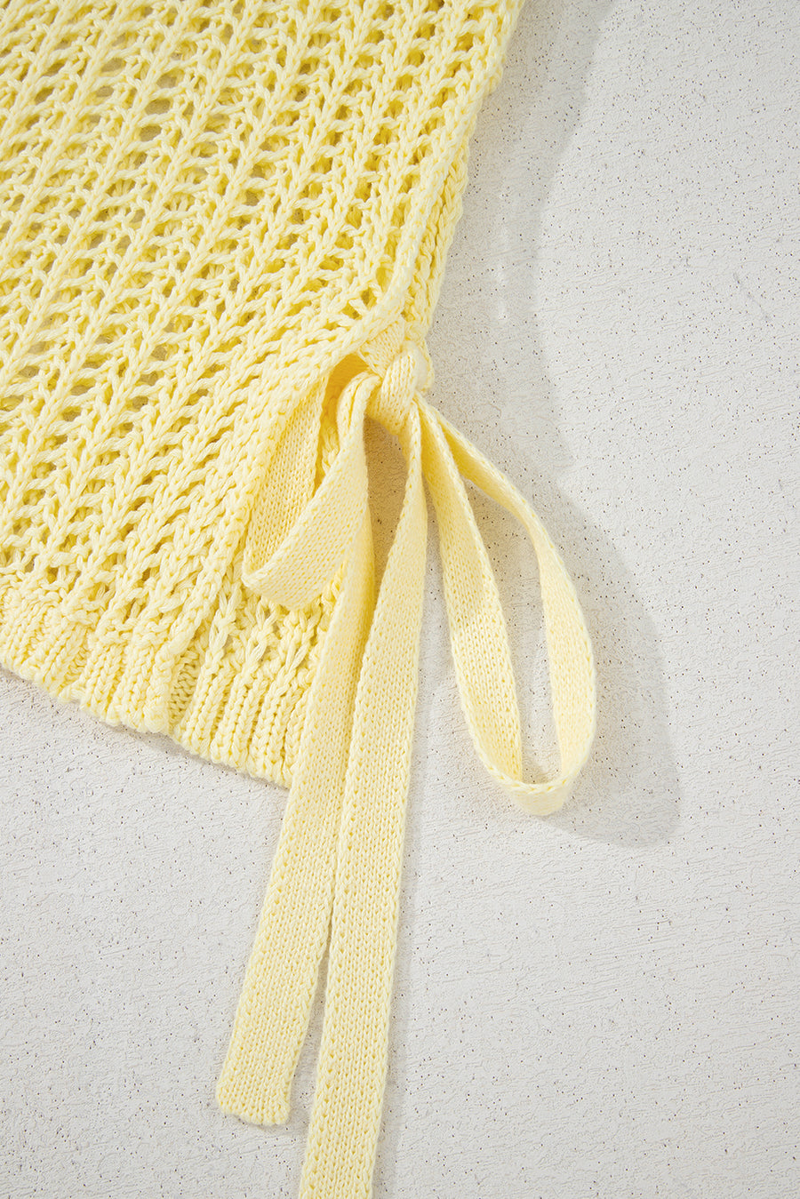 Side Tie Crochet Knit Short Sleeve Sweater- 2 Colors