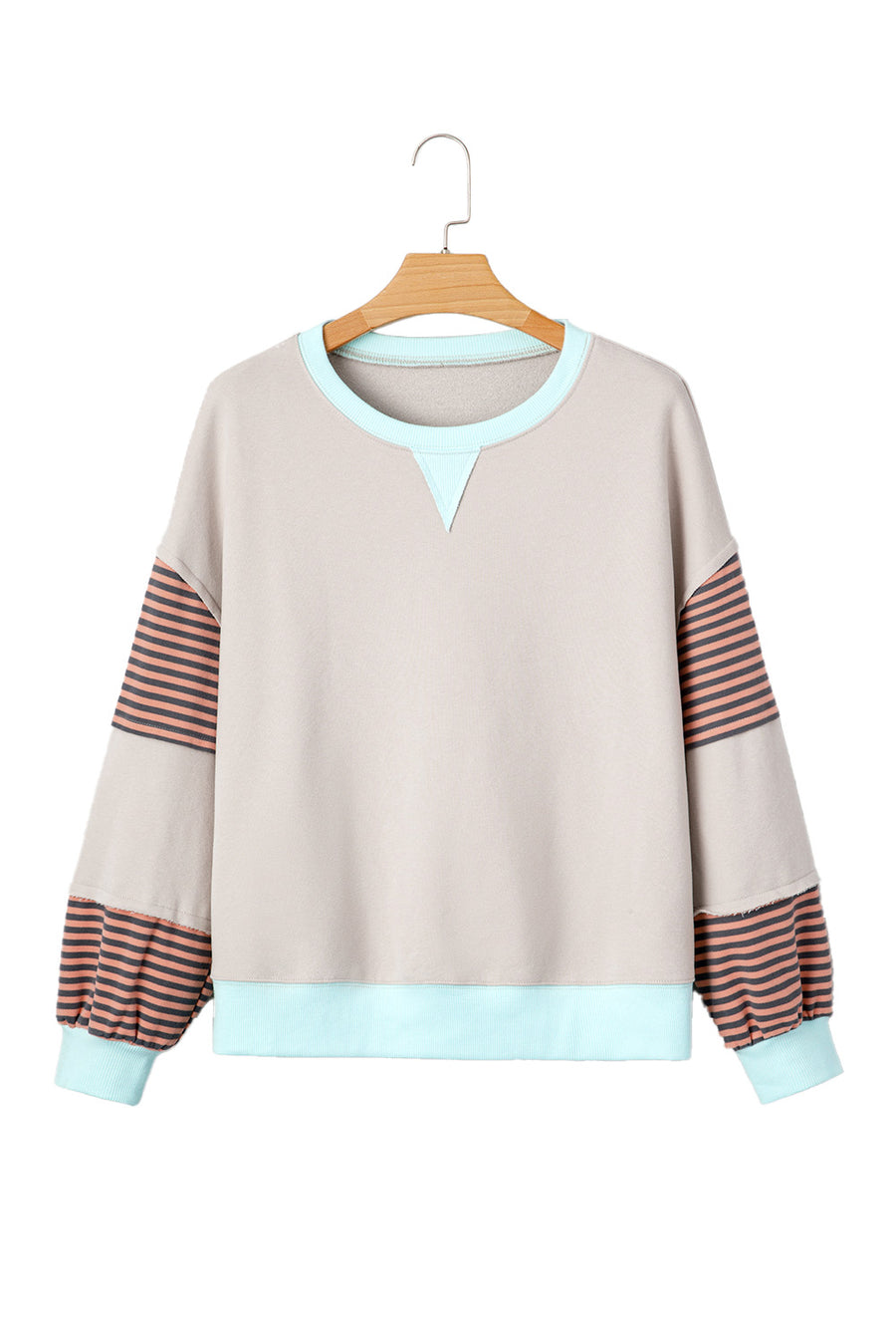 Color Block Patchwork Striped Sleeve Sweatshirt- 3 Colors