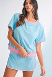 *Pre-Order* Color Block Drop Shoulder T-Shirt and Skort Set- 5 Colors