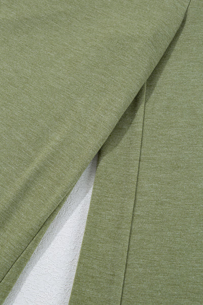 Jungle Green Solid Color Ruffle Hem Wide Leg Pants