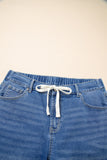 Plus Size Acid Wash Lace-Up Jeans- 4 Colors