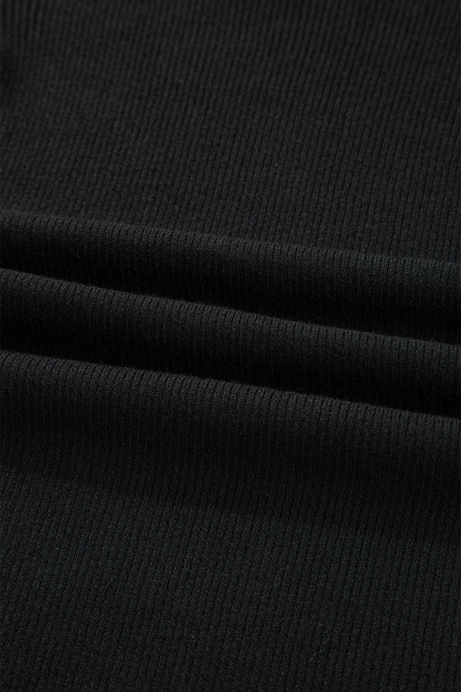 Black Ribbed Knit Cold Shoulder Plain Sweater