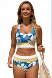 Floral Print Cutout Racerback High-Waist Tankini- 2 Styles