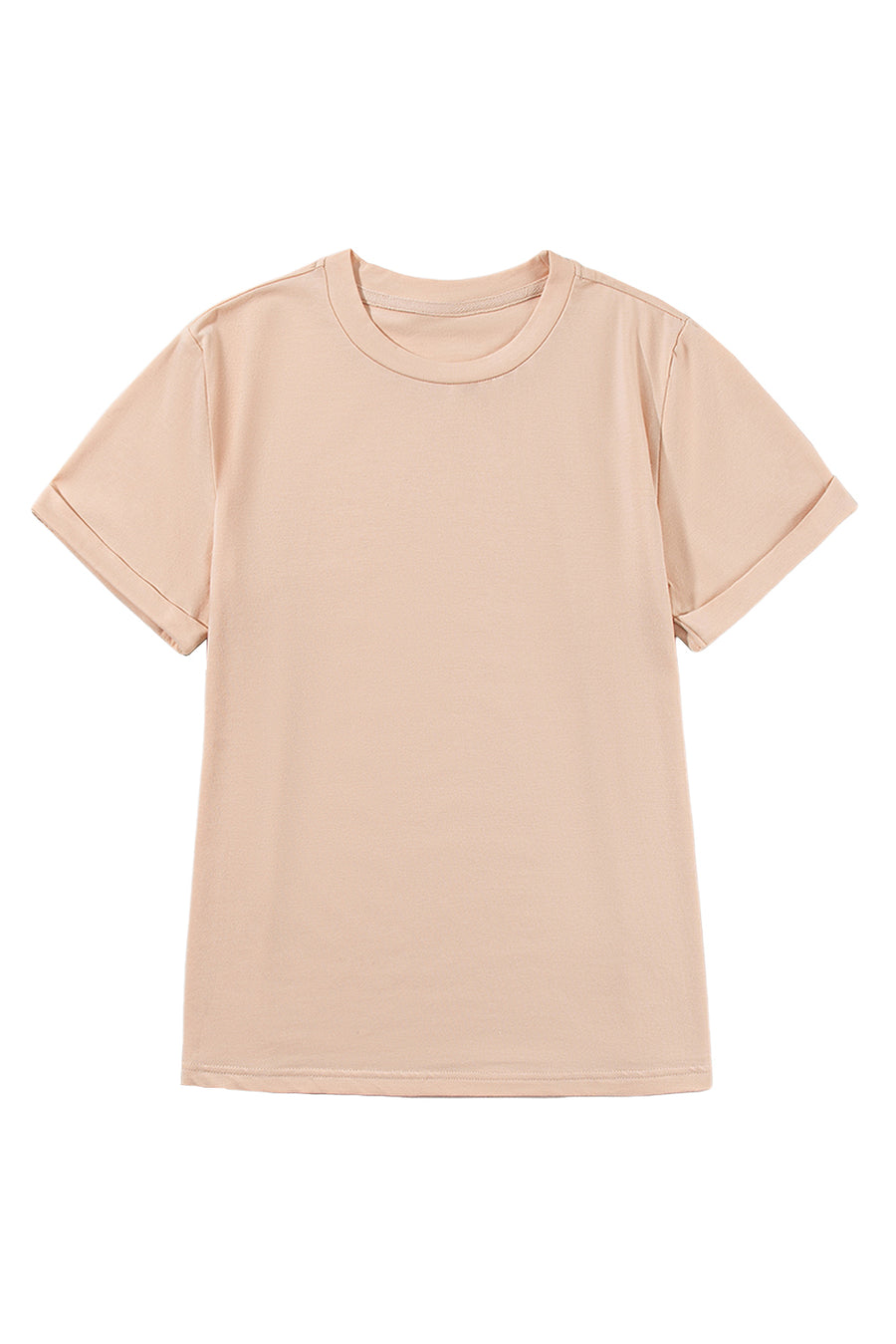Basic Crew Neck Rolled Sleeve T-Shirt- 12 Colors