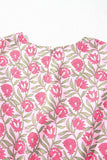 Pink Boho Floral Print Cropped Top Mini Skirt Set