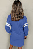 Varsity Striped Long Sleeve Loose Mini Dress with Pockets- 5 Colors