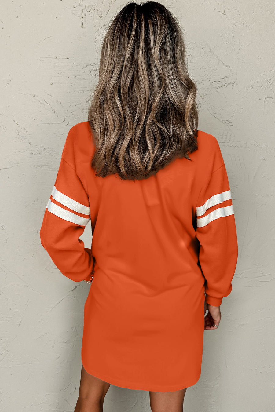 Varsity Striped Long Sleeve Loose Mini Dress with Pockets- 5 Colors