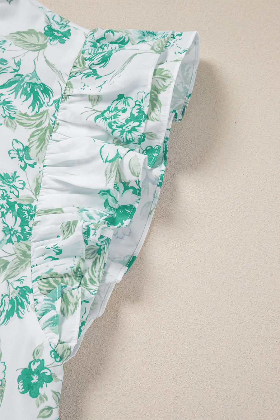 Floral Ruffle Sleeve Frilly Button-Up Blouse- 2 Colors