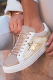 Glitter & Star Patchwork PU Leather Sneakers- 2 Colors