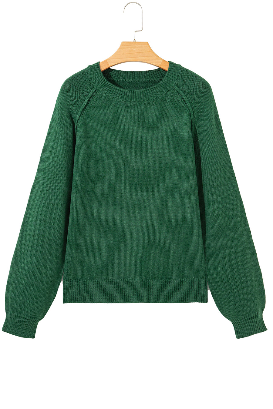 Evergreen Exposed Seam Raglan Sleeve Crew Neck Sweater