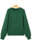 Evergreen Exposed Seam Raglan Sleeve Crew Neck Sweater