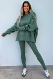 Oversized Split Hem Sweatshirt & Ribbed Leggings Set- 3 Colors