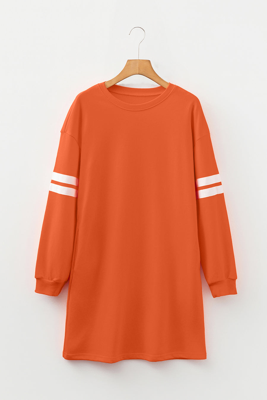 Varsity Striped Long Sleeve Loose Mini Dress with Pockets- 5 Colors