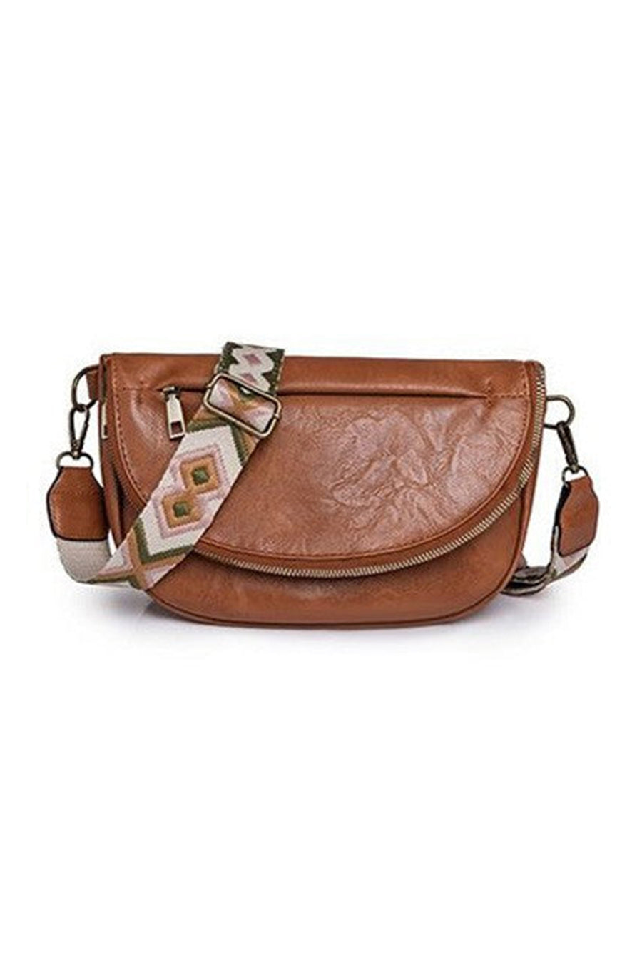 Geometric Strap PU Leather Crossbody Bag- 2 Colors