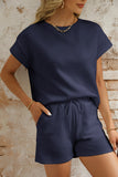 Textured Short Sleeve Top and Shorts Set- 7 Colors