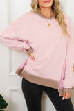 Color Block Waffle Knit Patchwork Oversized Sweatshirt- 3 Colors