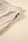 Oatmeal V-Neck Vest, Button-Up Cardigan, and Pants Pajama Set