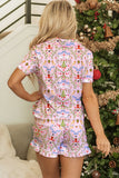 Pink Nutcracker Print Short Sleeve Button-Up Shirt and Shorts Pajamas