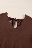 Lantern Sleeve V-Neck Bow Back Sweater- 4 Colors