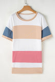 Dusty Color Block Patchwork Side Slit Tunic T-Shirt