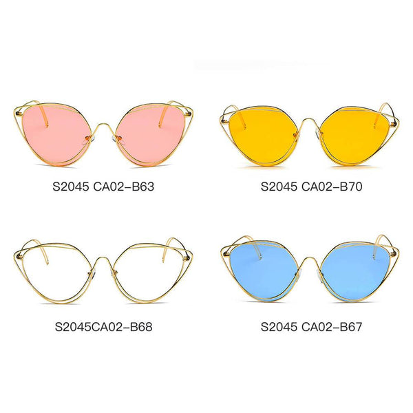 LISLE | Women Fashion Round Wire Art Cat Eye Sunglasses