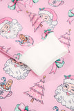 Pink Santa Claus Graphic Christmas Tree Long Sleeve Pajama Set- 2 Colors