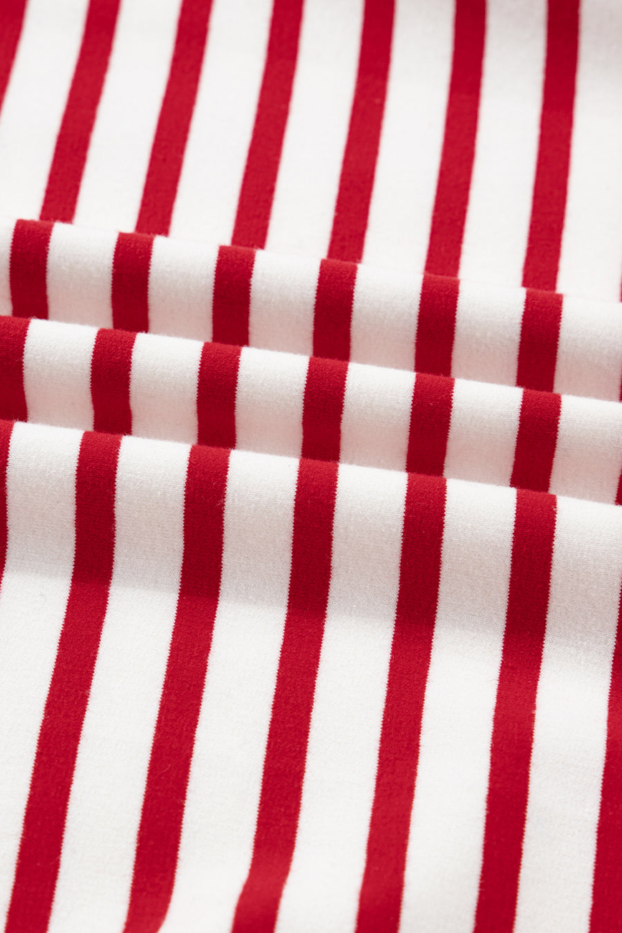 Red & White Striped Ruffle Shoulder Long Sleeve Top