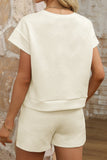 Apricot Stylish Textured Sequin Flying Mallard 2pcs Short Set