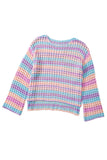 Openwork Side Slit Crew Neck Striped Cover-Up B- 2 Colors