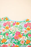 Green Floral Striped Trim Lantern Sleeve Tie Neck Blouse