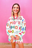 Pink Santa Claus Graphic Christmas Tree Long Sleeve Pajama Set- 2 Colors