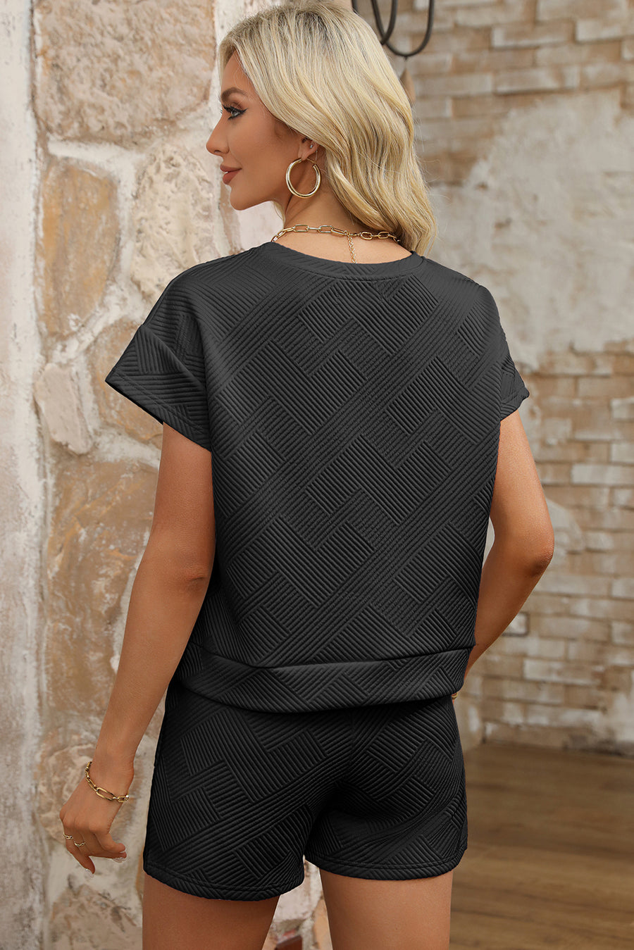 Textured Short Sleeve Top and Shorts Set- 7 Colors