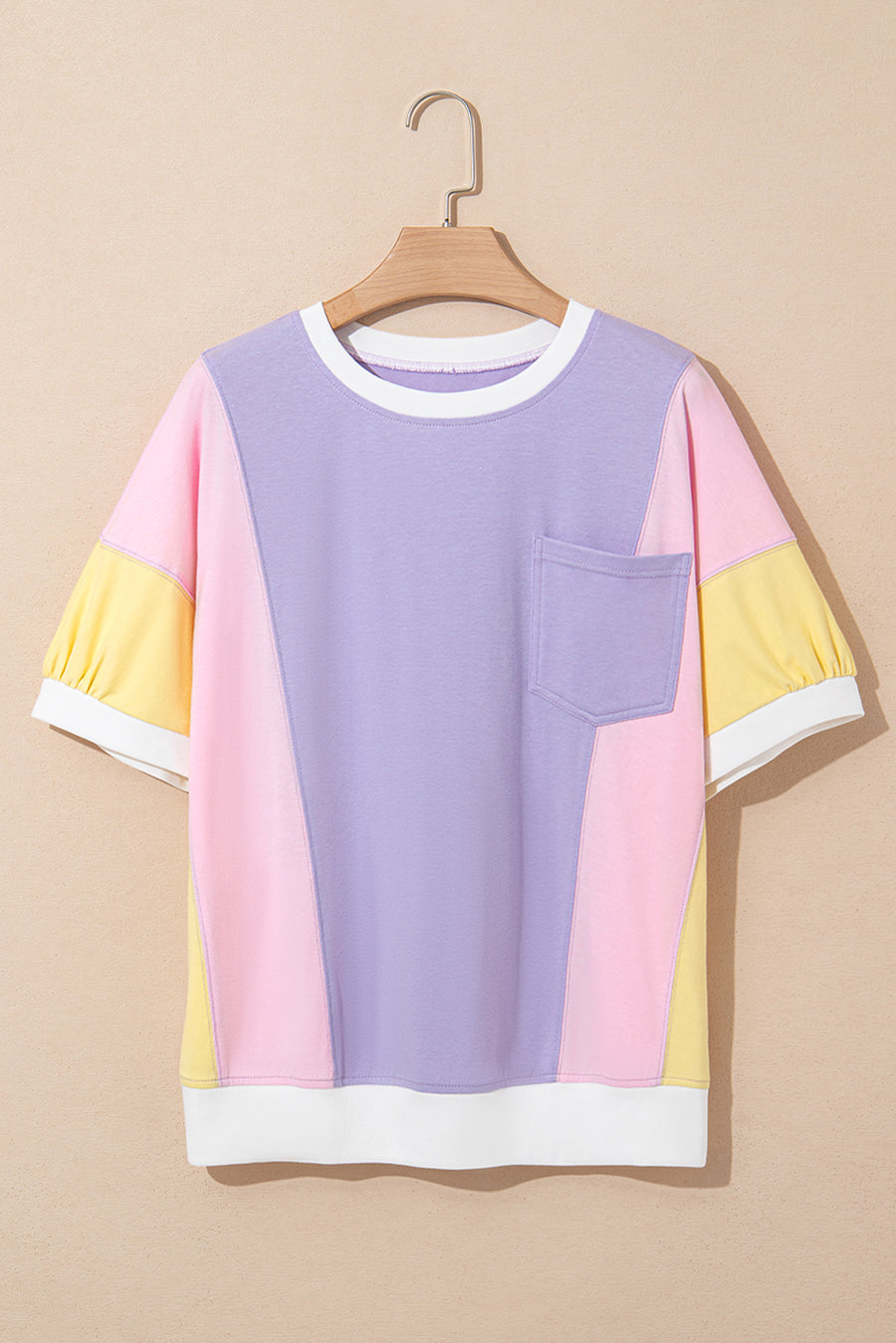 Pastel Color Block Patchwork Oversized T-Shirt