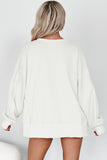 Bow & Sequin XOXO Exposed Seam Slit Hem Baggy Sweatshirt- 3 Colors